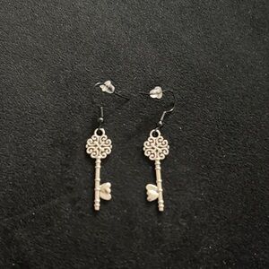 Elegant Silver Key Earrings